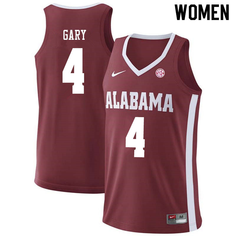 Women #4 Juwan Gary Alabama Crimson Tide College Basketball Jerseys Sale-Crimson